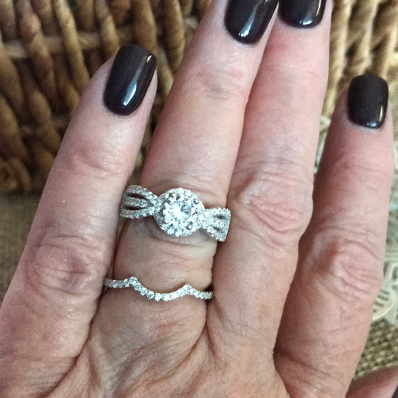 Simulated Diamond Wedding Set Sterling Silver - Picture 6 of 6